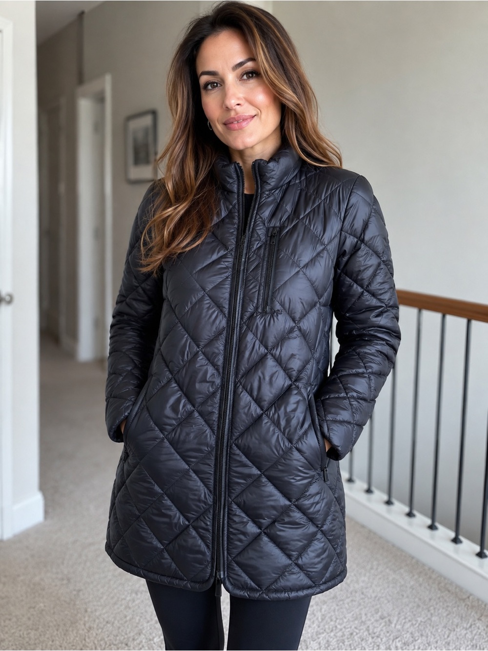 H&M Black Quilted Long Puffer Jacket